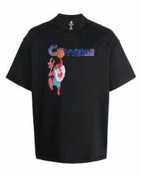 T-shirt à col rond imprimé noir Converse