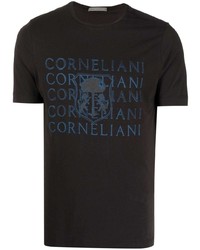 T-shirt à col rond imprimé noir Corneliani