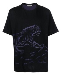 T-shirt à col rond imprimé noir Corneliani