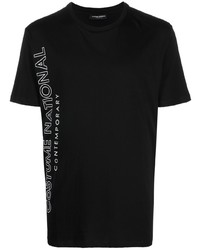 T-shirt à col rond imprimé noir costume national contemporary