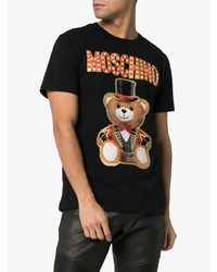 T-shirt à col rond imprimé noir Moschino