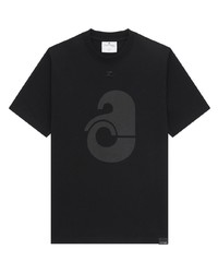 T-shirt à col rond imprimé noir Courrèges