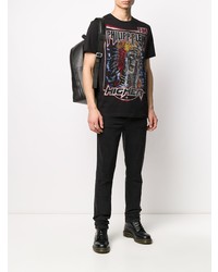 T-shirt à col rond imprimé noir Philipp Plein