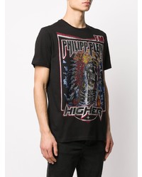 T-shirt à col rond imprimé noir Philipp Plein