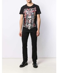 T-shirt à col rond imprimé noir Philipp Plein