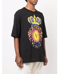 T-shirt à col rond imprimé noir VERSACE JEANS COUTURE