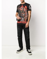 T-shirt à col rond imprimé noir Philipp Plein