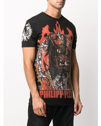 T-shirt à col rond imprimé noir Philipp Plein