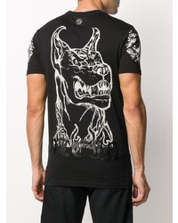 T-shirt à col rond imprimé noir Philipp Plein