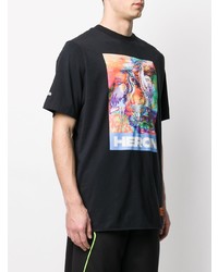 T-shirt à col rond imprimé noir Heron Preston