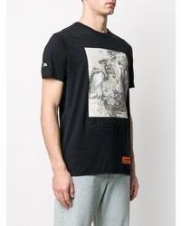 T-shirt à col rond imprimé noir Heron Preston