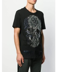 T-shirt à col rond imprimé noir Philipp Plein