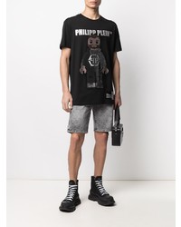 T-shirt à col rond imprimé noir Philipp Plein