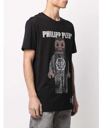 T-shirt à col rond imprimé noir Philipp Plein