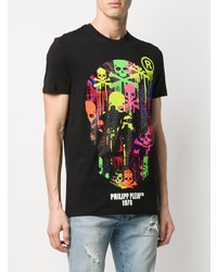 T-shirt à col rond imprimé noir Philipp Plein