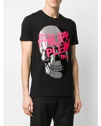 T-shirt à col rond imprimé noir Philipp Plein