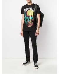 T-shirt à col rond imprimé noir Philipp Plein