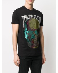 T-shirt à col rond imprimé noir Philipp Plein