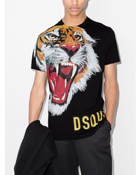 T-shirt à col rond imprimé noir DSQUARED2