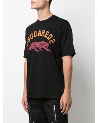 T-shirt à col rond imprimé noir DSQUARED2