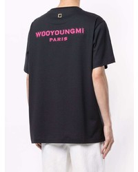 T-shirt à col rond imprimé noir Wooyoungmi