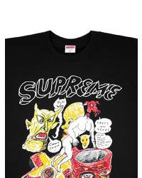 T-shirt à col rond imprimé noir Supreme