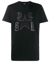 T-shirt à col rond imprimé noir Diesel