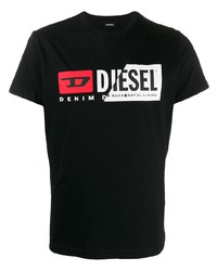 T-shirt à col rond imprimé noir Diesel