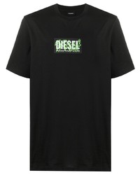 T-shirt à col rond imprimé noir Diesel