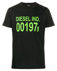 T-shirt à col rond imprimé noir Diesel