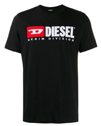 T-shirt à col rond imprimé noir Diesel