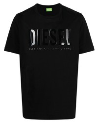 T-shirt à col rond imprimé noir Diesel