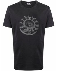 T-shirt à col rond imprimé noir Diesel