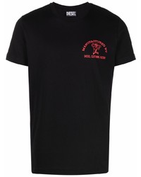 T-shirt à col rond imprimé noir Diesel