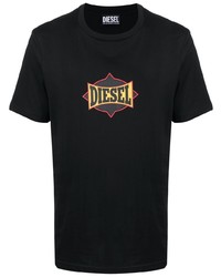 T-shirt à col rond imprimé noir Diesel