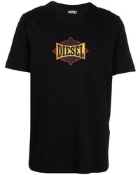 T-shirt à col rond imprimé noir Diesel