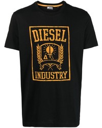 T-shirt à col rond imprimé noir Diesel