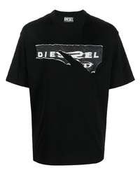 T-shirt à col rond imprimé noir Diesel