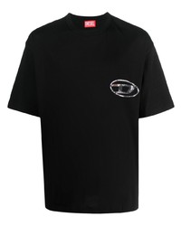 T-shirt à col rond imprimé noir Diesel