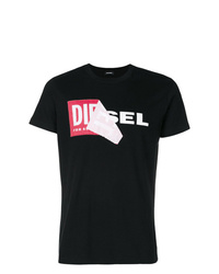 T-shirt à col rond imprimé noir Diesel