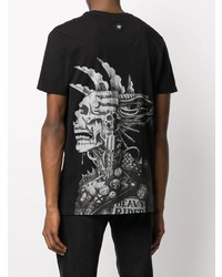 T-shirt à col rond imprimé noir Philipp Plein