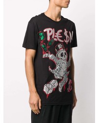 T-shirt à col rond imprimé noir Philipp Plein