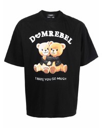 T-shirt à col rond imprimé noir DOMREBEL