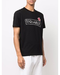 T-shirt à col rond imprimé noir DSQUARED2