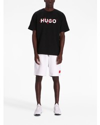 T-shirt à col rond imprimé noir Hugo