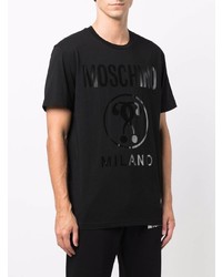 T-shirt à col rond imprimé noir Moschino