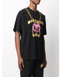 T-shirt à col rond imprimé noir Moschino