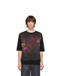 T-shirt à col rond imprimé noir Dries Van Noten