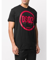 T-shirt à col rond imprimé noir DSQUARED2