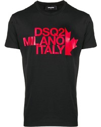 T-shirt à col rond imprimé noir DSQUARED2